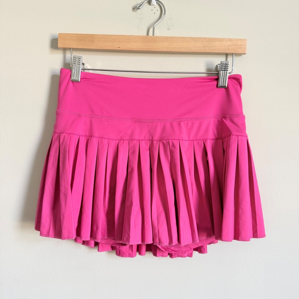 Goldhinge Hot Pink Pleated Tennis Skort High Rise Mini Skirt with Shorts Medium